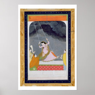 Eine Dame auf einem Schwingen, Kangra, Poster