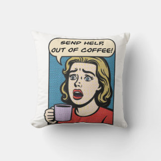 Eine Dame braucht ihren Kaffee, um Hilfe aus dem K Kissen