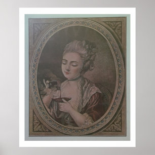 Eine Dame Drinking Chocolate (Farbelitho) Poster