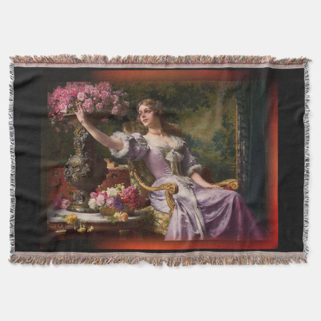Eine Dame in einem Lilac-Kleid mit Blume Decke (Vorderseite)
