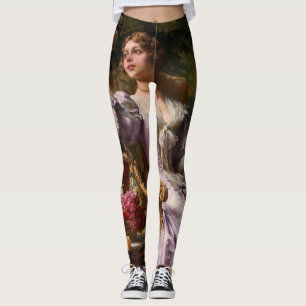 Eine Dame in einem Lilac-Kleid mit Blume Leggings