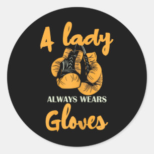 Eine Dame trägt beim Boxen immer Handschuhe Power Runder Aufkleber