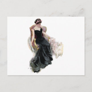 Eine Dame und ihre Katzen Postkarte