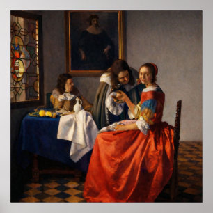 Eine Dame und zwei Herren von Johannes Vermeer Poster
