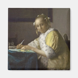 Eine Dame Writing, C. 1665 (Öl auf Leinwand) Magnet