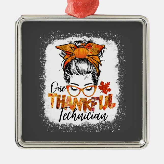 Eine dankbare Technikerfrau Erntedank fallen Ornament Aus Metall (Vorne)