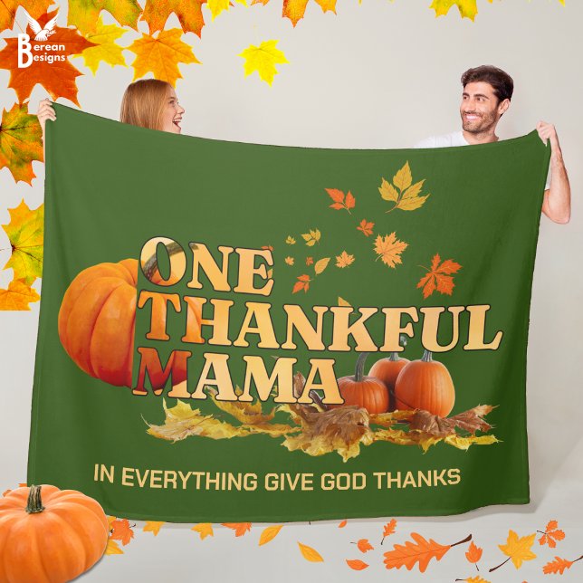 EINE DANKFUL MAMA MAMA Christlicher Erntedank Fleecedecke (Cozy ONE THANKFUL MAMA Thanksgiving Fall Blanket with CUSTOMIZABLE Christian quote. Great mom gift.)