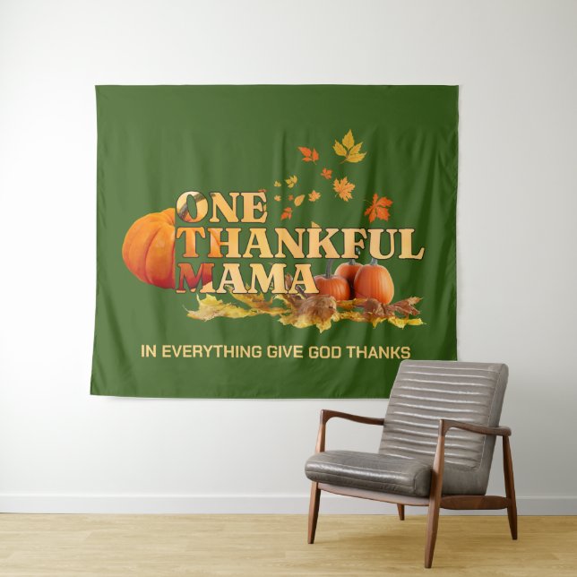 EINE DANKFUL MAMA MAMA Stilvoller Erntedank Wandteppich (Beispiel (Horizontal))