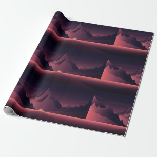 Eine Darstellung des Sonnenuntergangs auf den Berg Geschenkpapier