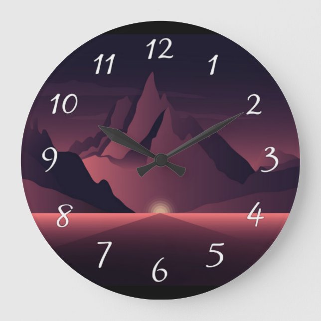Eine Darstellung des Sonnenuntergangs auf den Berg Große Wanduhr (Vorderseite)