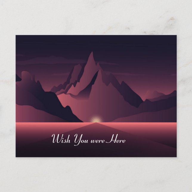 Eine Darstellung des Sonnenuntergangs auf den Berg Postkarte (Vorderseite)