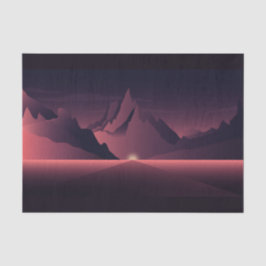 Eine Darstellung des Sonnenuntergangs auf den Berg Seidenpapier