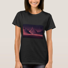 Eine Darstellung des Sonnenuntergangs auf den Berg T-Shirt