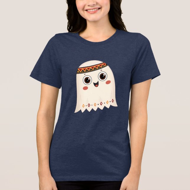 Eine Darstellung eines niedlichen Geistes mit eine Tri-Blend Shirt (Vorderseite)