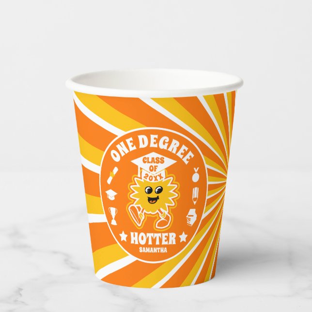Eine Degree Hotter Retro Graduation Party Pappbecher (Vorderseite)