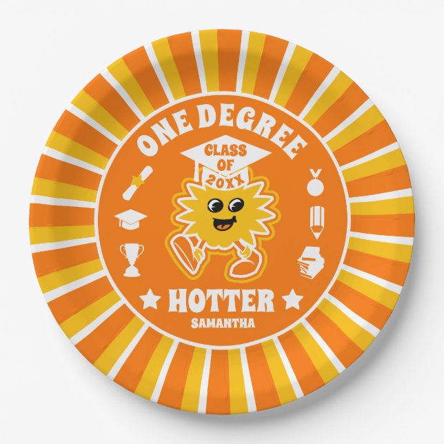 Eine Degree Hotter Retro Graduation Party Pappteller (Vorderseite)