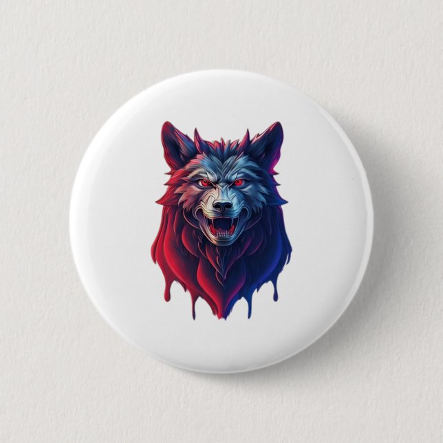 Eine detaillierte Abbildung Gesicht böse ninja wol Button (Vorderseite)