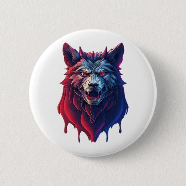 Eine detaillierte Abbildung Gesicht böse ninja wol Button (Vorderseite)