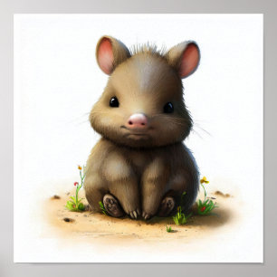 Eine digitale Malerei einer niedlichen Javelina Poster