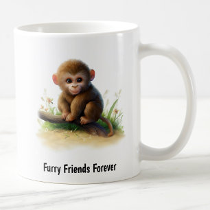 Eine digitale Malerei eines süßen jungen Pavians Kaffeetasse
