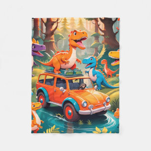 Eine Dinosaurier-Familie macht eine Urlaubs-Fleece Fleecedecke