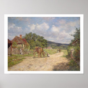 Eine Dorf-Szene (Öl auf Leinwand) Poster