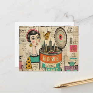 Eine Dose Home Sweet Home Collage Postkarte