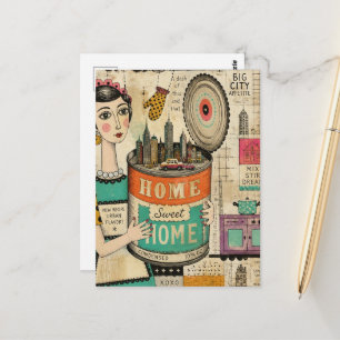 Eine Dose Home Sweet Home Collage Postkarte