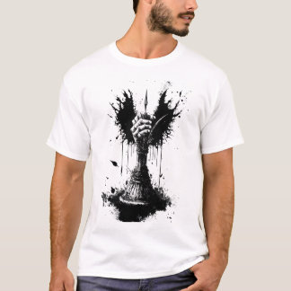 Eine drehte Hand hält einen legendären Schwert-T - T-Shirt