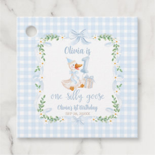 Eine dumme Gans Blaue Schleife Floral 1. Geburtsta Geschenkanhänger
