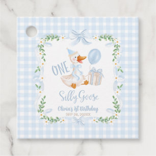 Eine dumme Gans Blaue Schleife Floral 1. Geburtsta Geschenkanhänger