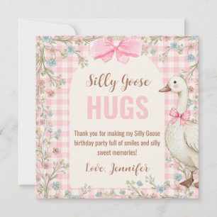 Eine dumme Gans Geburtstag Rosa Gingham  Dankeskarte