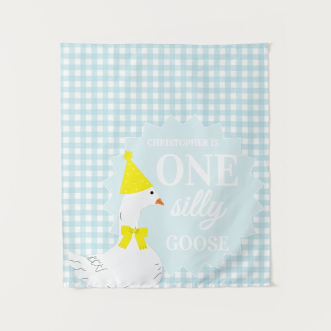 Eine dumme Gans Gingham 1. Geburtstag Wandteppich (Vorderseite)