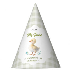 Eine dumme Gans grün kariert Baby erster Geburtsta Partyhütchen