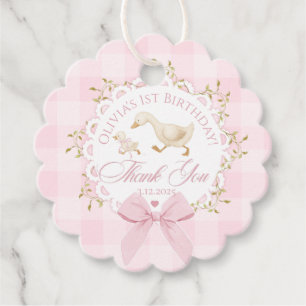 Eine dumme Gans Rosa Gingham Whimsical Danke Geschenkanhänger