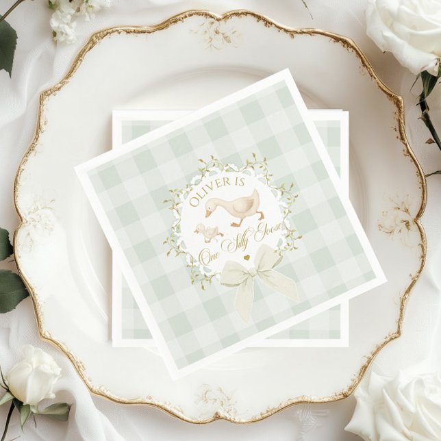 Eine dumme Gans Sage Gingham geschlechtsneutral Serviette (Von Creator hochgeladen)
