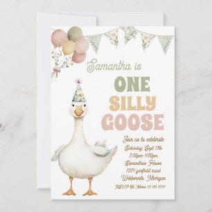 Eine dumme Gans Sage Green Mädchen 1. Geburtstag  Einladung