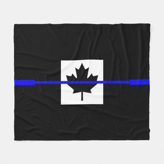 Eine dünne blaue Linie kanadische Flagge Fleecedecke (Vorderseite (Horizontal))