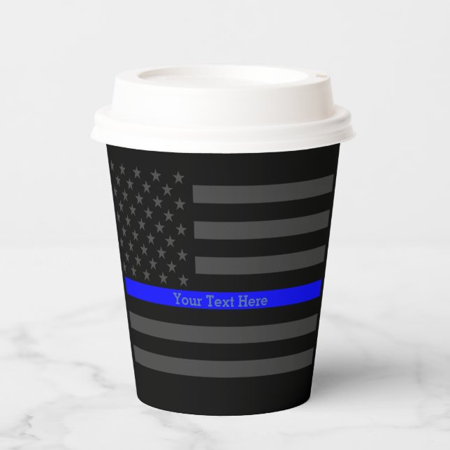 Eine dünne blaue Linie US-Flagge Ihr eigenes Perso Pappbecher (Vorderseite)