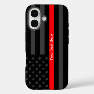 Eine dünne rote Linie USA-Flagge personalisiert au iPhone 16 Hülle