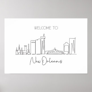 Eine durchgehende Linie Zeichne New Orleans Skylin Poster