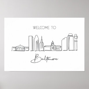 Eine durchgehende Linie Zeichnend Baltimore Skylin Poster