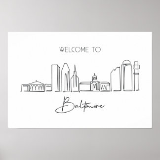 Eine durchgehende Linie Zeichnend Baltimore Skylin Poster