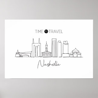 Eine durchgehende Linie Zeichnend Nashville Skylin Poster