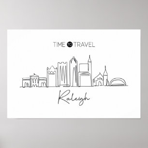 Eine durchgehende Linie Zeichnend Raleigh Skyline Poster