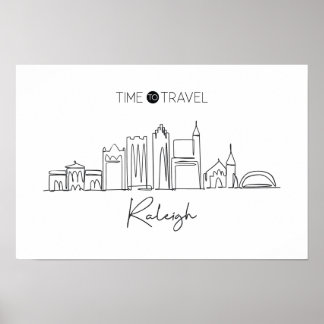 Eine durchgehende Linie Zeichnend Raleigh Skyline Poster
