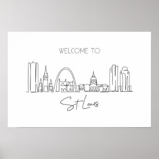 Eine durchgehende Linie Zeichnend von St. Louis Sk Poster