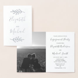 Eine echte Silver Foil-Engagement-Partei lädt Foto Folienkarte