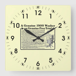 Eine echte Waschmaschinen-Wanduhr 1900 Quadratische Wanduhr