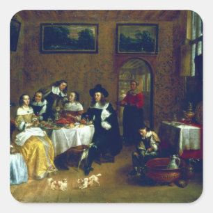 Eine edle Familie zu essen Quadratischer Aufkleber